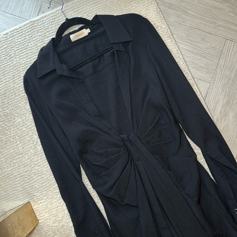 Choosy black tie front mini dress long sleeve size 6